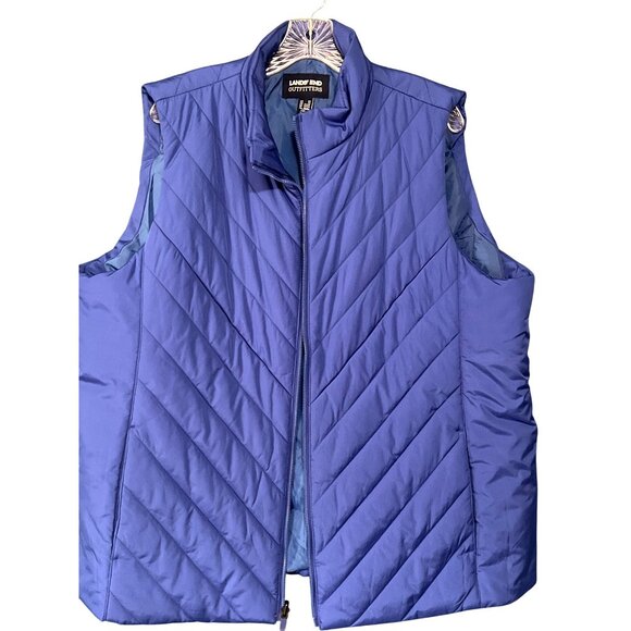 Lands End Womens Quilted Vest 2X Blue Polyester - Picture 2 of 9